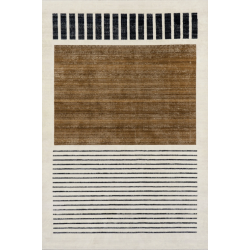 Beige Block Striped Rug