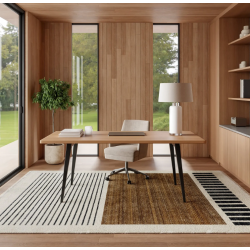 Beige Block Striped Rug