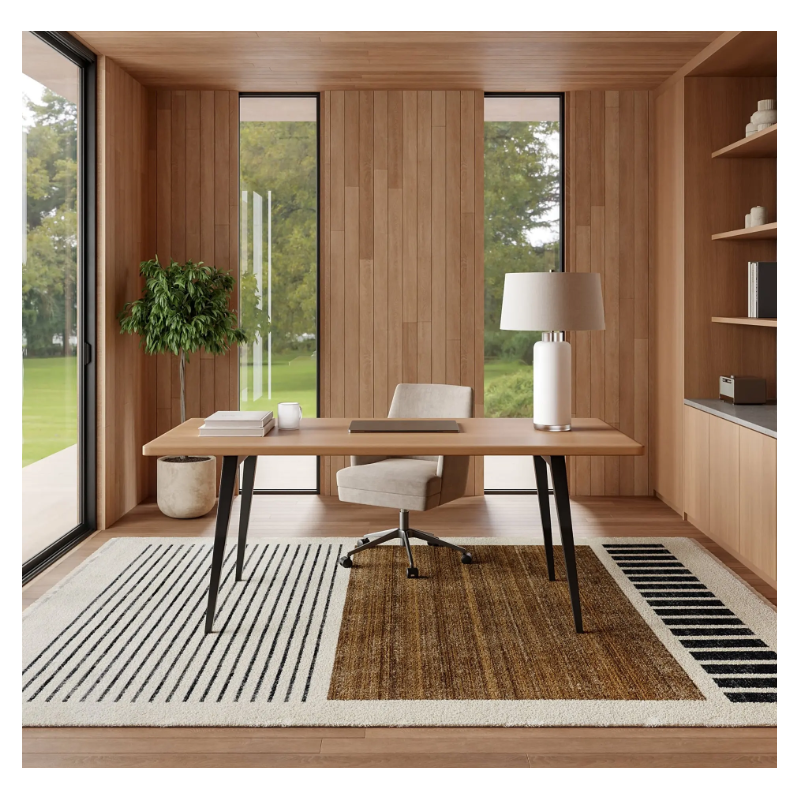 Beige Block Striped Rug Beige Block Striped Rug