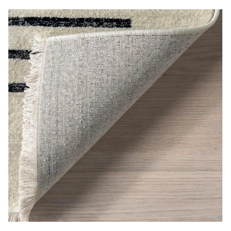 Beige Block Striped Rug