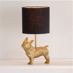 Gold Metal French Bulldog Desk Lamp