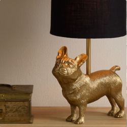 Gold Metal French Bulldog Desk Lamp