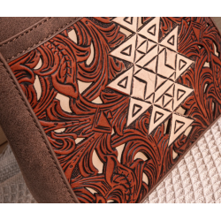 TW Pattern Tooled Collection Crossbody Bag - Brown