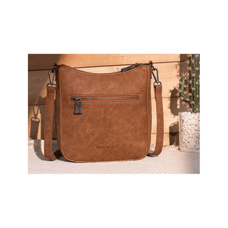 TW Pattern Tooled Collection Crossbody Bag - Coffee