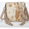 TW Collection Hair-On Cowhide Fringe Concealed Carry Crossbody Bag White&Yellow