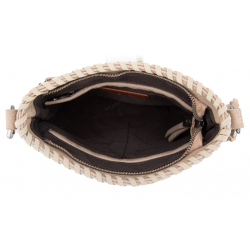 TW Collection Hair-On Cowhide Fringe Concealed Carry Crossbody Bag White&Yellow