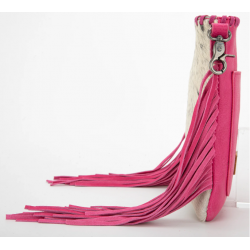 TW Collection Hair-On Cowhide Fringe Concealed Carry Crossbody Bag Pink