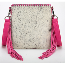 TW Collection Hair-On Cowhide Fringe Concealed Carry Crossbody Bag Pink