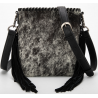TW Collection Hair-On Cowhide Fringe Concealed Carry Crossbody Bag Grey