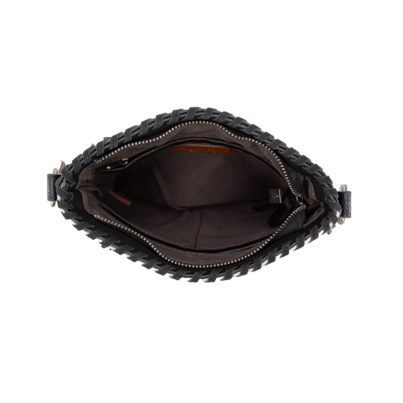 TW Collection Hair-On Cowhide Fringe Concealed Carry Crossbody Bag Grey