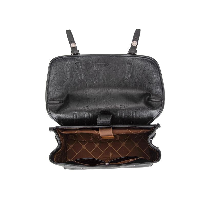 Top Handle Carry Satchel/Laptop Bag/Backpack/Crossbody - Black