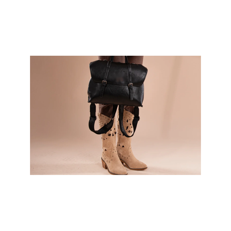 Top Handle Carry Satchel/Laptop Bag/Backpack/Crossbody - Black