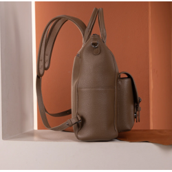 Cow Print Tote/Shoulder Bag Convertible Backpack - Khaki