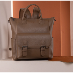 Cow Print Tote/Shoulder Bag Convertible Backpack - Khaki