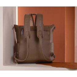 Cow Print Tote/Shoulder Bag Convertible Backpack - Khaki