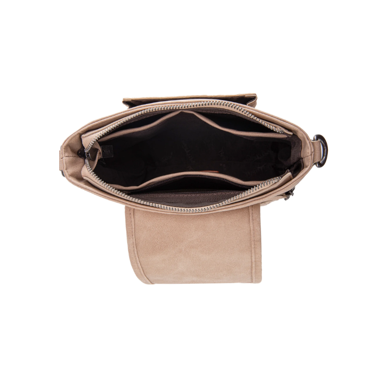 TW Collection Genuine Hair-On Cowhide Tooled Concealed Carry Crossbody Bag - Camel Tan