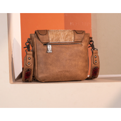 TW Collection Genuine Hair-On Cowhide Tooled Fringe Crossbody Bag -  Brown