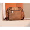TW Collection Genuine Hair-On Cowhide Tooled Fringe Crossbody Bag -  Brown
