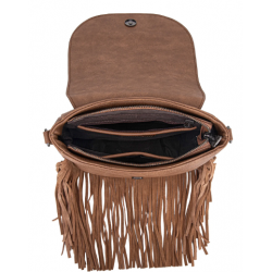 TW Collection Genuine Hair-On Cowhide Tooled Fringe Crossbody Bag -  Brown