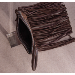 TW Collection Genuine Hair-On Cowhide Ring Handle Bag - Chocolate