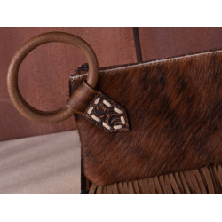 copy of TW Collection Genuine Hair-On Cowhide Ring Handle Bag - Brown