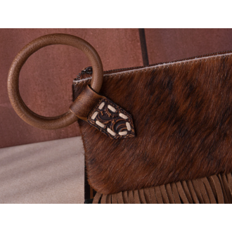 copy of TW Collection Genuine Hair-On Cowhide Ring Handle Bag - Brown