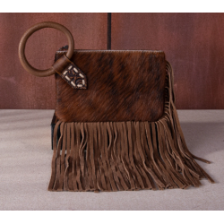 copy of TW Collection Genuine Hair-On Cowhide Ring Handle Bag - Brown