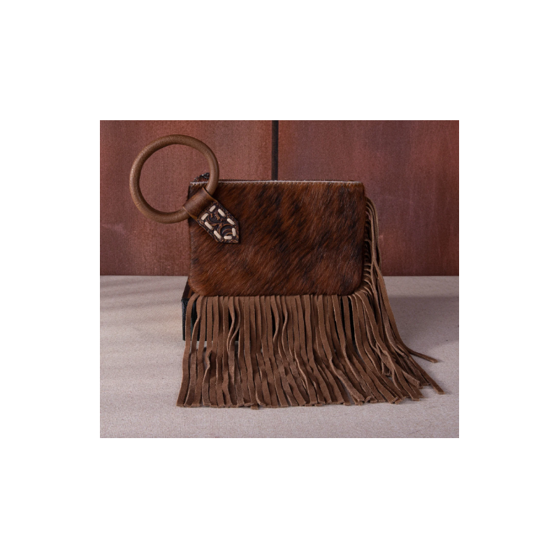 copy of TW Collection Genuine Hair-On Cowhide Ring Handle Bag - Brown
