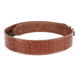 TB Western Guitar Style Croc Print Crossbody Strap - Brown