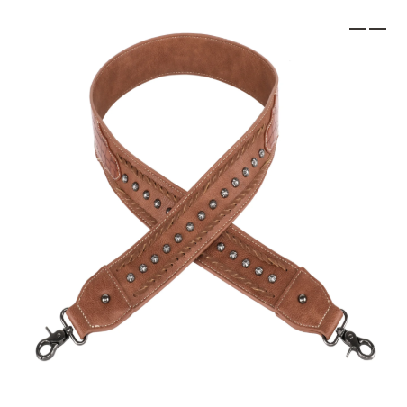 TB Western Guitar Style Croc Print Crossbody Strap - Brown