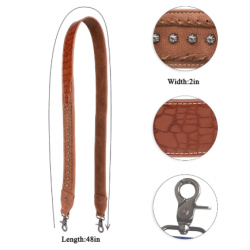 TB Western Guitar Style Croc Print Crossbody Strap - Brown