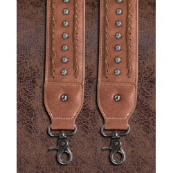 TB Western Guitar Style Croc Print Crossbody Strap - Brown