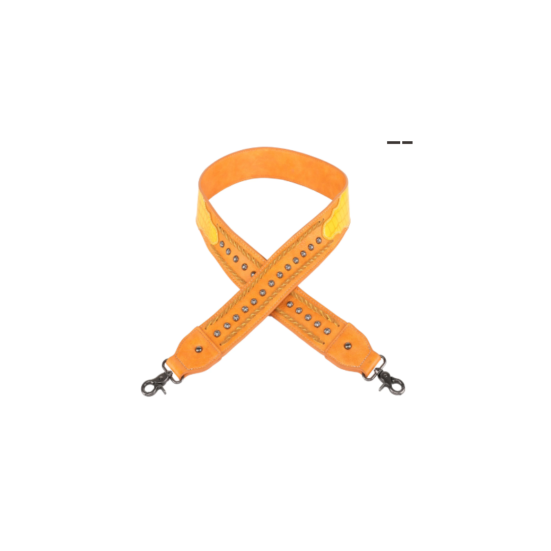 TB Western Guitar Style Croc Print Crossbody Strap - Yellow TB Western Guitar Style Croc Print Crossbody Strap - Yellow