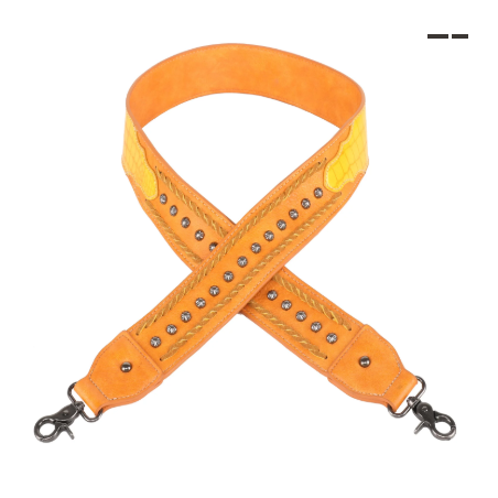TB Western Guitar Style Croc Print Crossbody Strap - Yellow