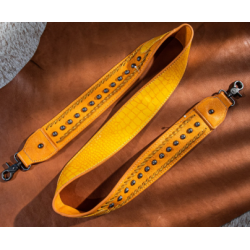 TB Western Guitar Style Croc Print Crossbody Strap - Yellow