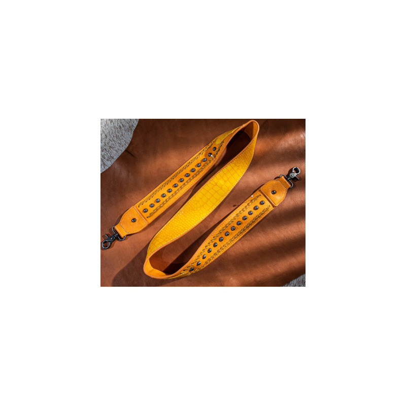 TB Western Guitar Style Croc Print Crossbody Strap - Yellow