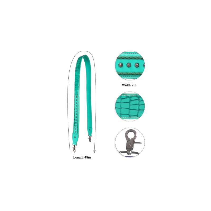 TB Western Guitar Style Croc Print Crossbody Strap - Light Green