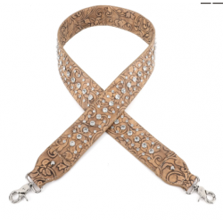 TB's Western Bling Bling Guitar Style Crossbody Strap - Light Khaki