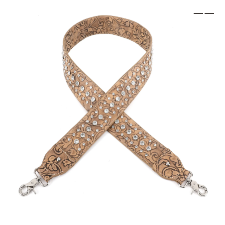 TB's Western Bling Bling Guitar Style Crossbody Strap - Light Khaki