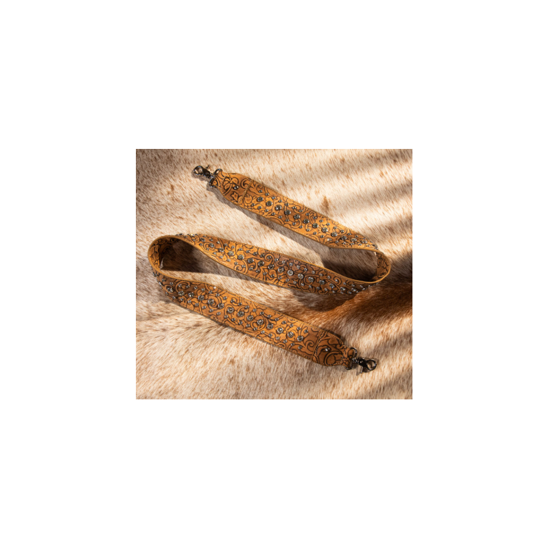 TB's Western Bling Bling Guitar Style Crossbody Strap - Light Khaki