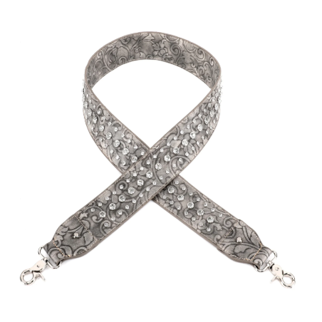 TB's Western Bling Bling Guitar Style Crossbody Strap - Light Grey