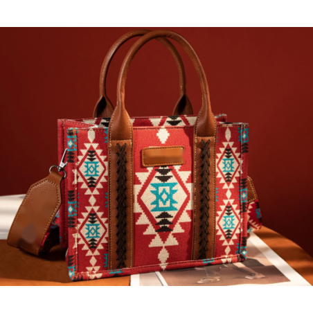 TW CollectionSmall Tote/Crossbody and Card Case Set 2Pc- Burgundy -Red