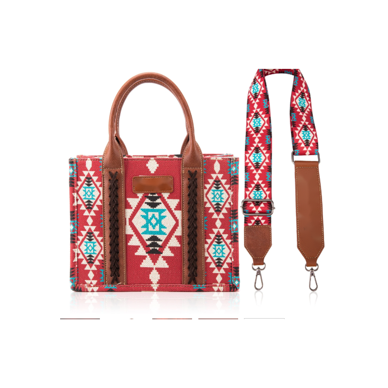 TW CollectionSmall Tote/Crossbody and Card Case Set 2Pc- Burgundy -Red