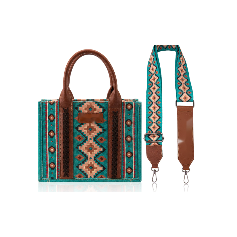 TW CollectionSmall Tote/Crossbody and Card Case Set 2Pc- Burgundy - Turquoise