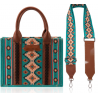 TW CollectionSmall Tote/Crossbody and Card Case Set 2Pc- Burgundy - Turquoise