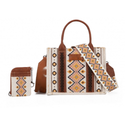 TW CollectionSmall Tote/Crossbody and Card Case Set 2Pc- Burgundy - Yellow