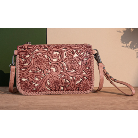 TW Pattern Tooled Collection Crossbody Bag - Brown 的副本 的副本 的副本 的副本 的副本