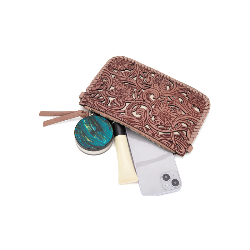 TW Pattern Tooled Collection Crossbody Bag - Brown 的副本 的副本 的副本 的副本 的副本