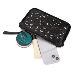 TW Collection - Leather Floral Tooled Collection Clutch - Classic Black