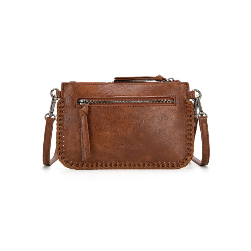 TW Collection - Leather Floral Tooled Collection Clutch - Brown